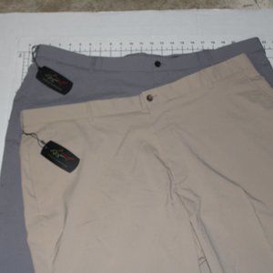 Greg Norman Flat Front Shorts. 2 Pair of shorts. Tan and Gray
